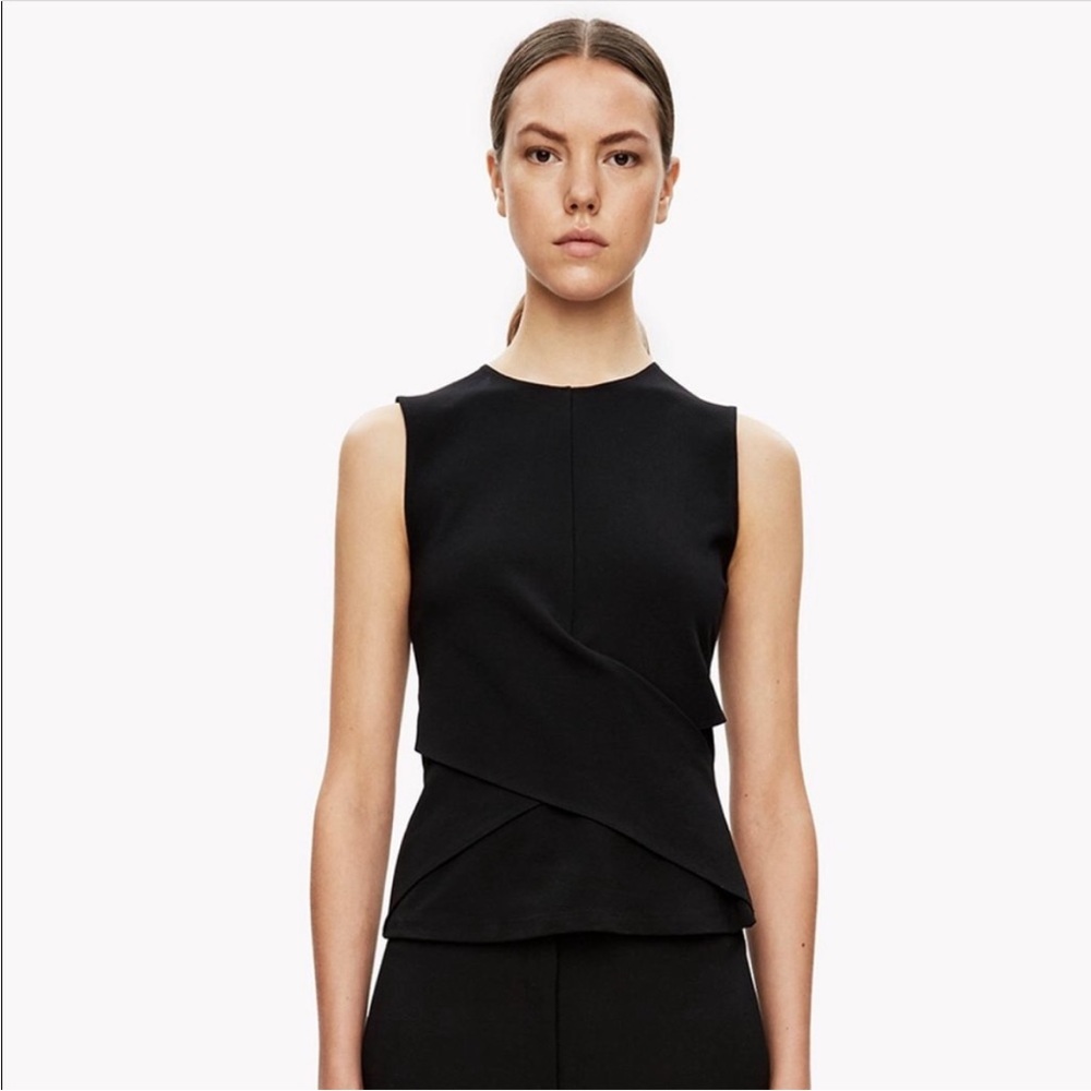 NWT Theory Parthenia Ponte Cross Front Black Sleeveless Top